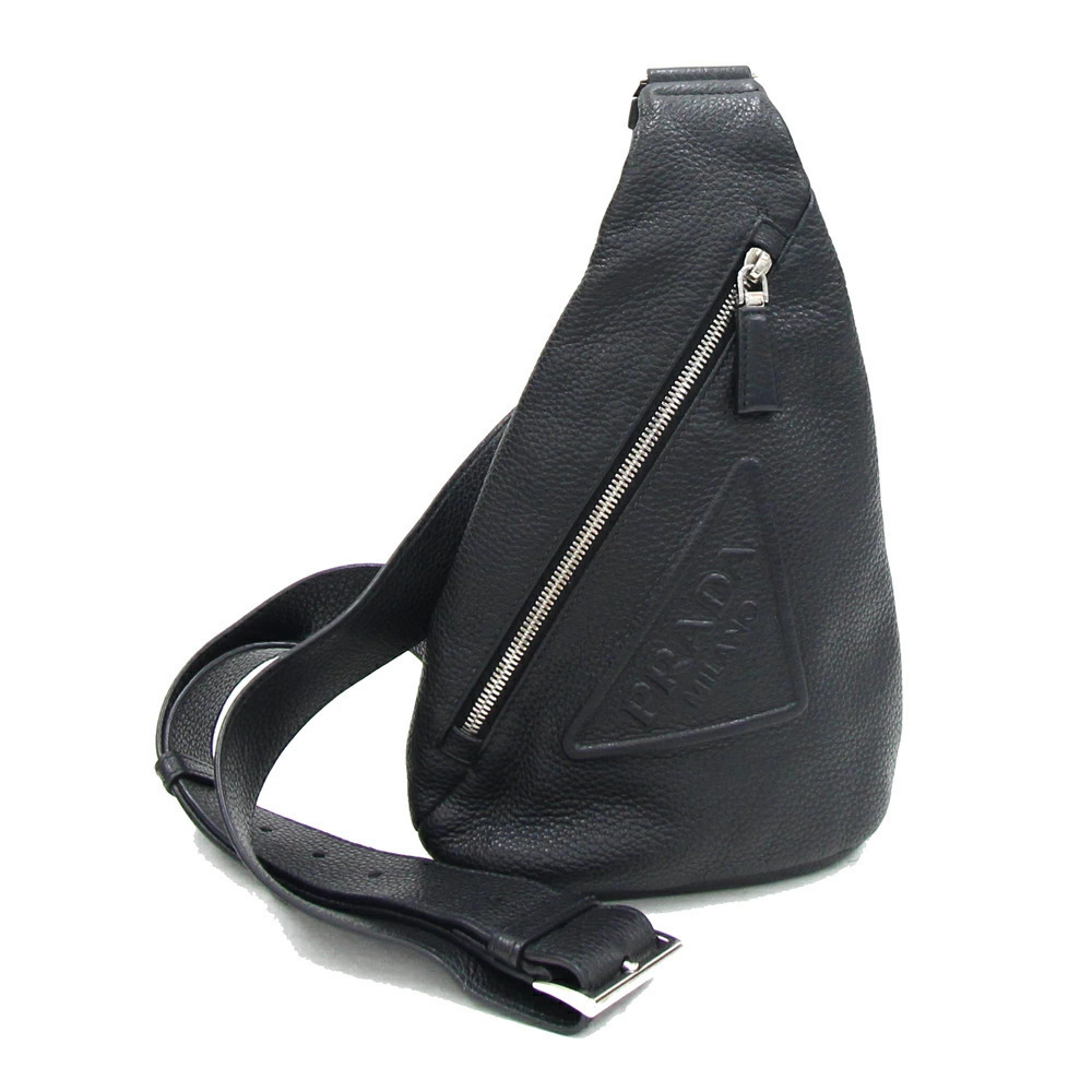 Prada Body Belt Bum Crossbody Bag Black Leather Shoulder Crossbody